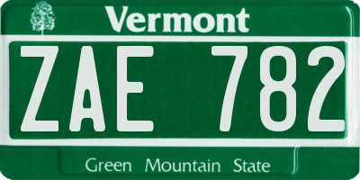 VT license plate ZAE782
