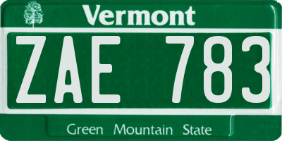 VT license plate ZAE783