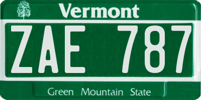 VT license plate ZAE787