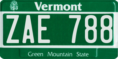VT license plate ZAE788