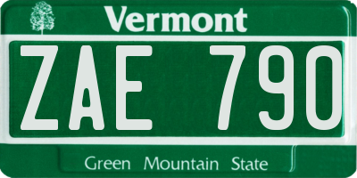 VT license plate ZAE790