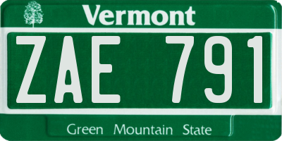 VT license plate ZAE791