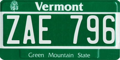 VT license plate ZAE796