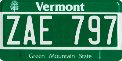 VT license plate ZAE797