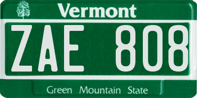 VT license plate ZAE808