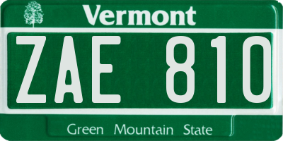 VT license plate ZAE810