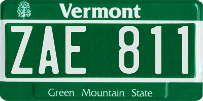 VT license plate ZAE811