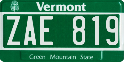VT license plate ZAE819