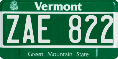VT license plate ZAE822