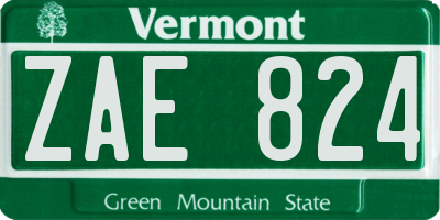 VT license plate ZAE824