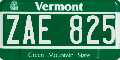VT license plate ZAE825
