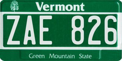 VT license plate ZAE826