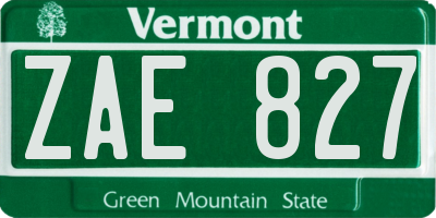 VT license plate ZAE827