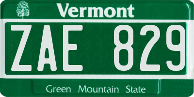 VT license plate ZAE829