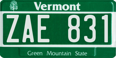 VT license plate ZAE831