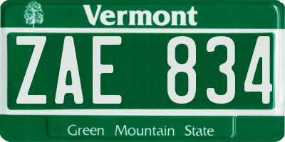 VT license plate ZAE834