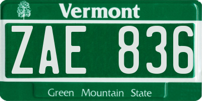 VT license plate ZAE836