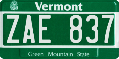 VT license plate ZAE837