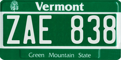 VT license plate ZAE838