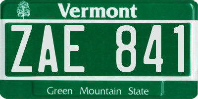 VT license plate ZAE841