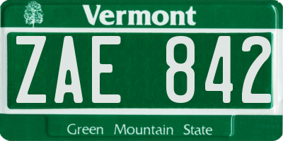 VT license plate ZAE842