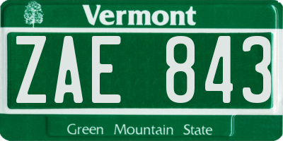 VT license plate ZAE843