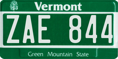 VT license plate ZAE844