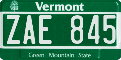 VT license plate ZAE845