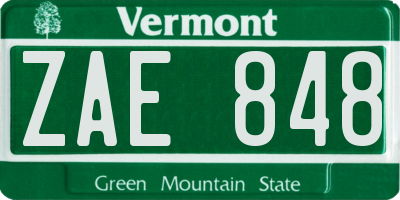 VT license plate ZAE848