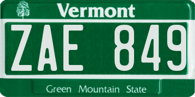 VT license plate ZAE849