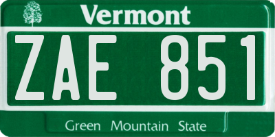 VT license plate ZAE851