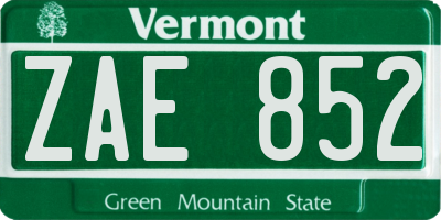 VT license plate ZAE852