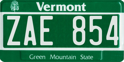 VT license plate ZAE854
