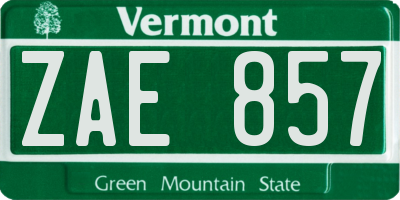 VT license plate ZAE857