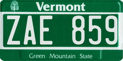 VT license plate ZAE859