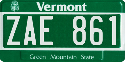 VT license plate ZAE861