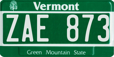 VT license plate ZAE873