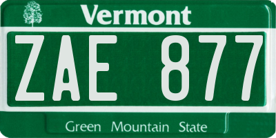 VT license plate ZAE877