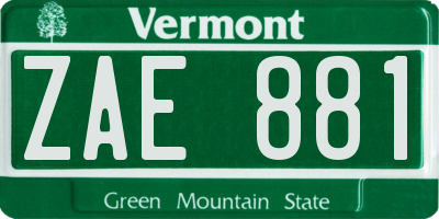 VT license plate ZAE881