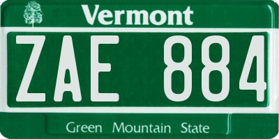 VT license plate ZAE884