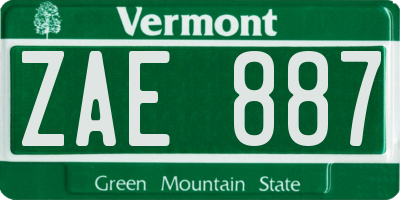 VT license plate ZAE887
