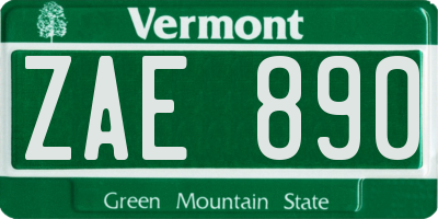 VT license plate ZAE890
