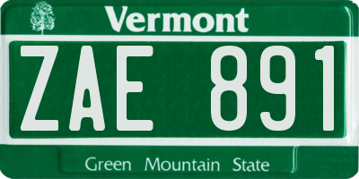 VT license plate ZAE891