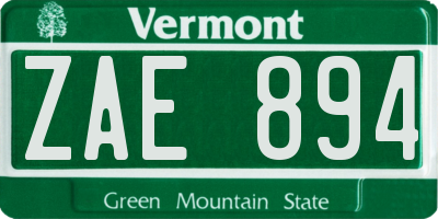 VT license plate ZAE894
