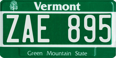 VT license plate ZAE895