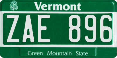 VT license plate ZAE896