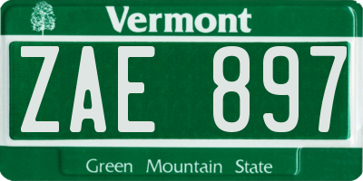 VT license plate ZAE897