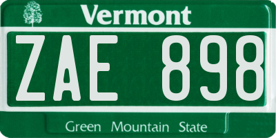VT license plate ZAE898