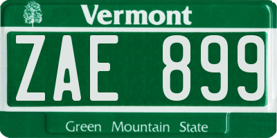 VT license plate ZAE899