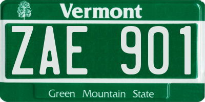 VT license plate ZAE901